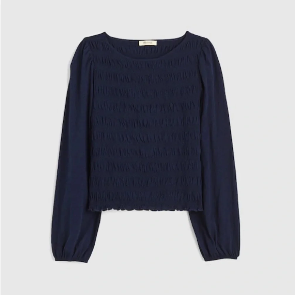 Madewell NWT Smocked Boatneck Top Navy‎ Small